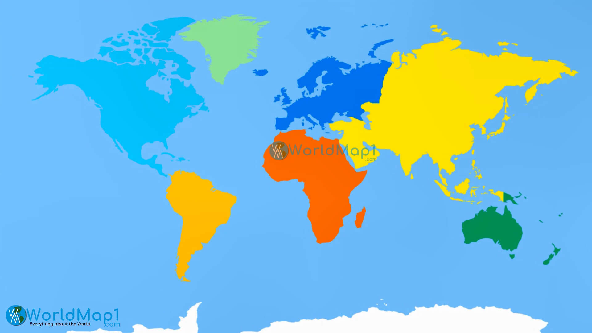 Bunte Karte der Kontinente der Welt